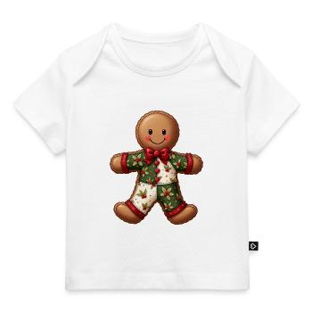 Gingerbread Weihnachtsmotiv Patchwork - Baby Premium Organic T-Shirt - Weiß - Vorne
