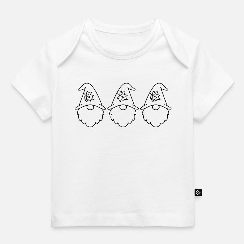 Nain de jardin d’automne gnome avec motif de feuille - T-shirt Premium bébé bio - blanc