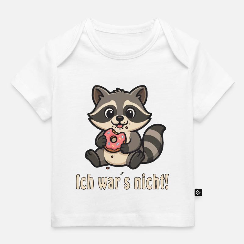 Ce n’était pas moi : raton laveur avec beignet - T-shirt Premium bébé bio - blanc