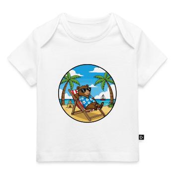 Coole Bear Beach Urlaubs-Sommerstimmung - Baby Premium Organic T-Shirt - Weiß - Vorne