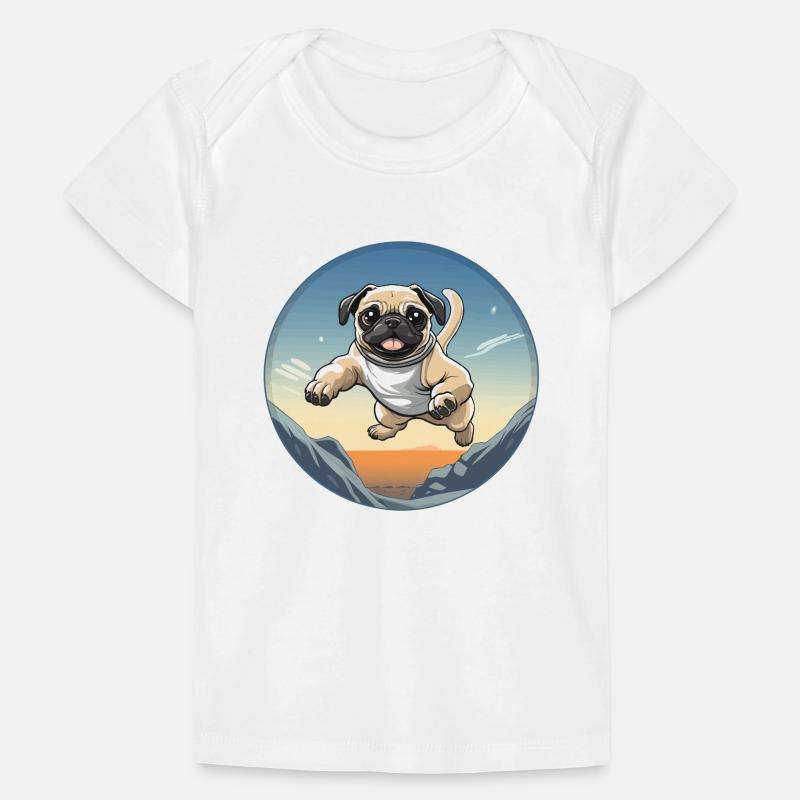 Pug Sprung über Berglandschaft Baby Premium Organic T-Shirt