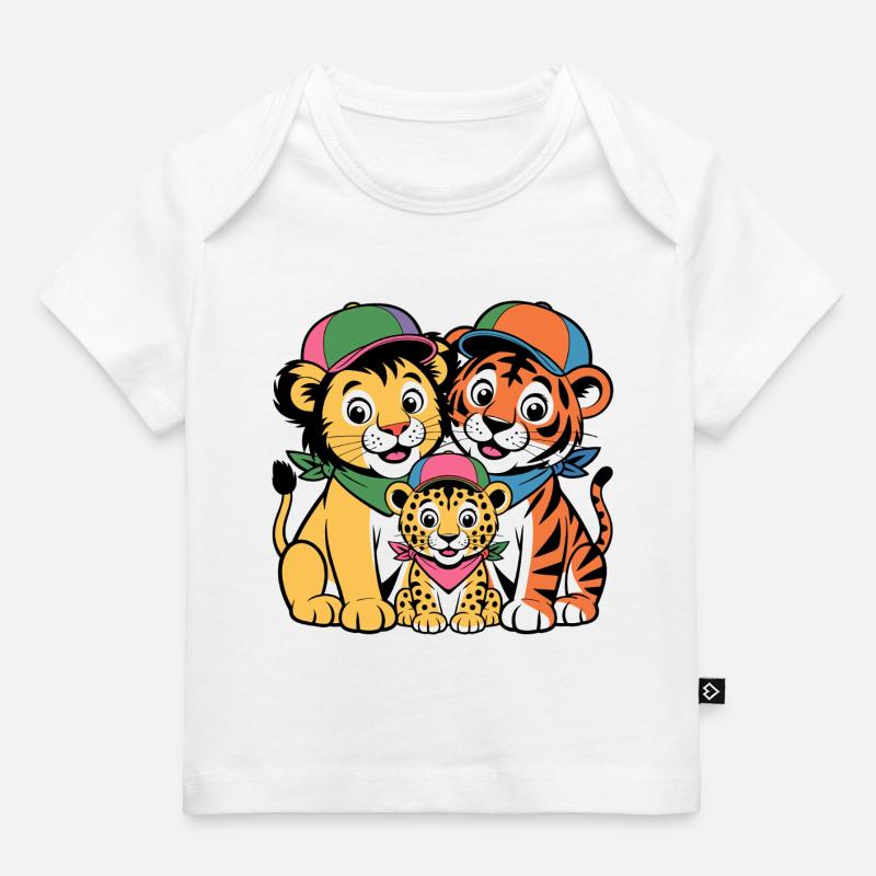 Amis Lion Tigre Léopard mignons - T-shirt Premium bébé bio - blanc