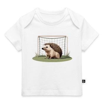 Igel vor Tor im Fußballfeld - Baby Premium Organic T-Shirt - Weiß - Vorne