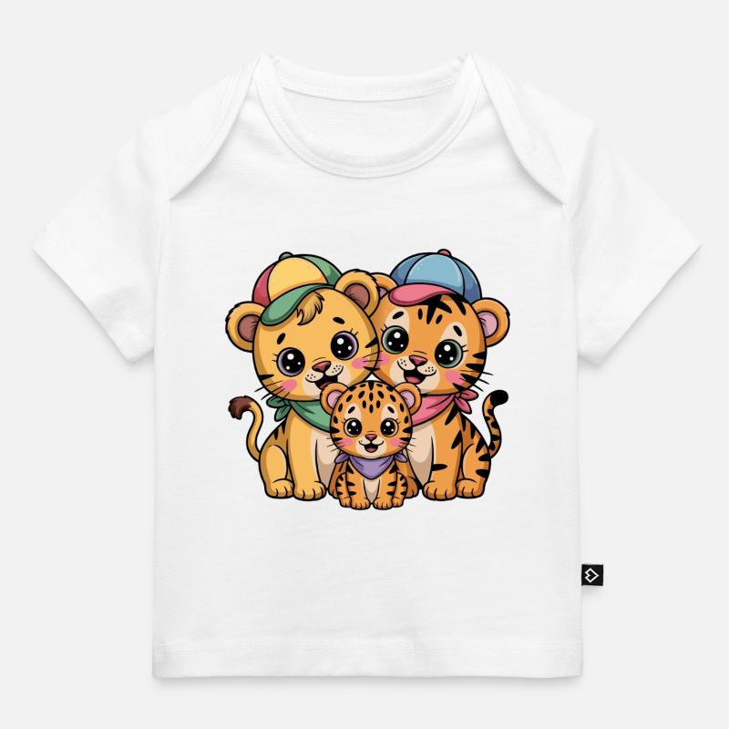 Amis Lion Tigre Léopard mignons - T-shirt Premium bébé bio - blanc