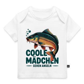 Coole Mädchen Angeln Fischdesign - Baby Premium Organic T-Shirt - Weiß - Vorne