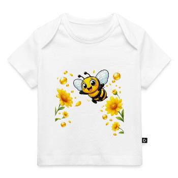 bee honey beekeeper honeycomb flowers meadow insect - Baby Premium Organic T-shirt - white - Front