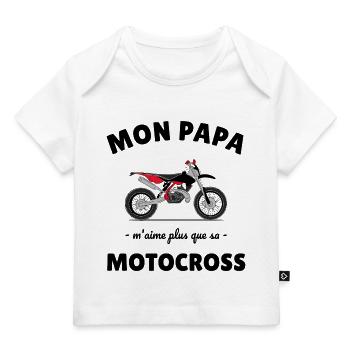 mon papa m'aime plus que sa motocross - T-shirt Premium bébé bio - blanc - Devant