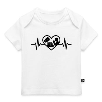 Boxen Herz Handschuh Ring Silhouette - Baby Premium Organic T-Shirt - Weiß - Vorne