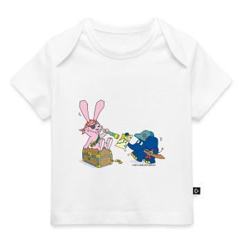 Elefant und Hase als Pirat - Baby Premium Organic T-Shirt - Weiß - Vorne