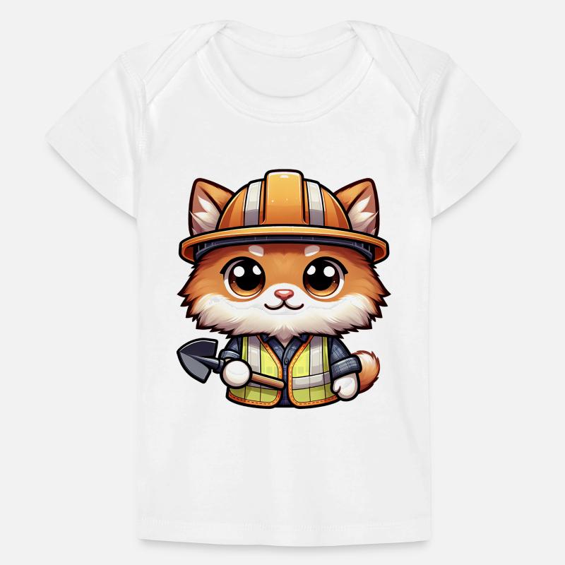 Cute Cat Construction Worker Baby Premium Organic T-Shirt