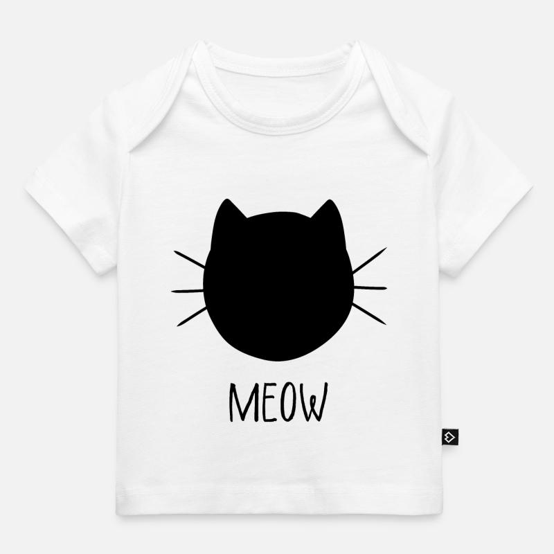 MEOW tête de chat silhouette - T-shirt Premium bébé bio - blanc