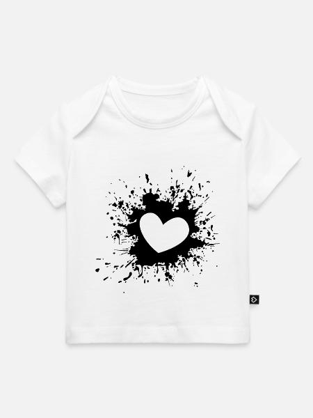 Herz mit Farbspritzern - Baby Premium Organic T-Shirt - Weiß