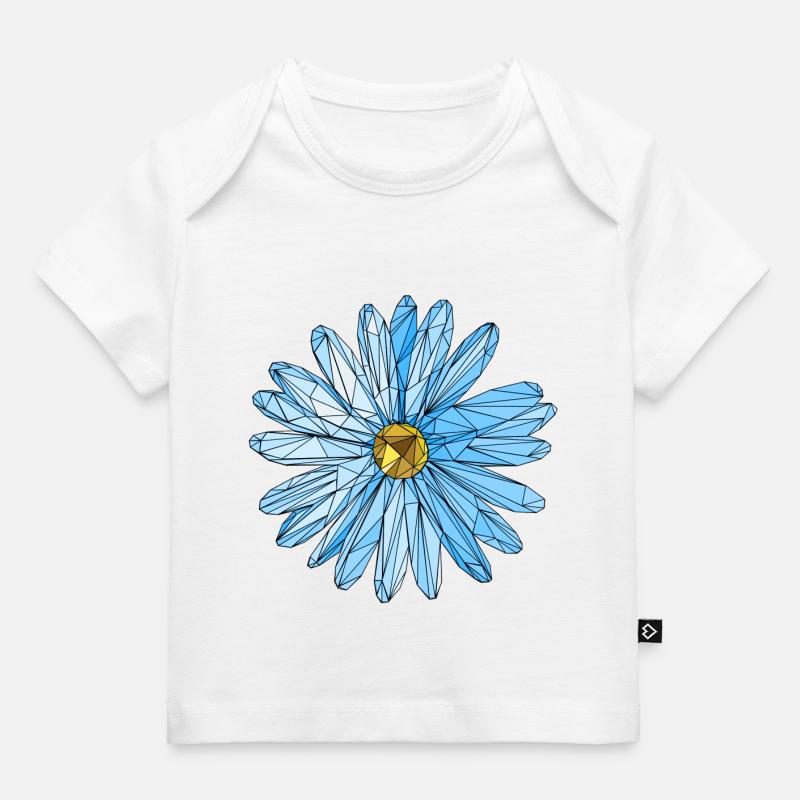 Art de polygone fleur triangle bleu - T-shirt Premium bébé bio - blanc