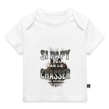 Papy Chasseur - Chasse au Sanglier - T-shirt Premium bébé bio - blanc - Devant
