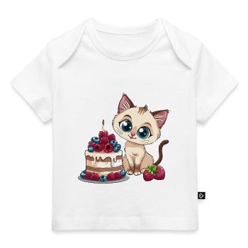 Tarte au chat Gâteau Bec sucré Grignotage Cuisson Sucré - T-shirt Premium bébé bio - blanc - Devant
