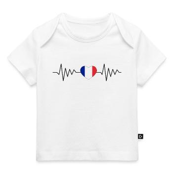 Beating tricolor heart, France Drapeau - Baby Premium Organic T-shirt - white - Front