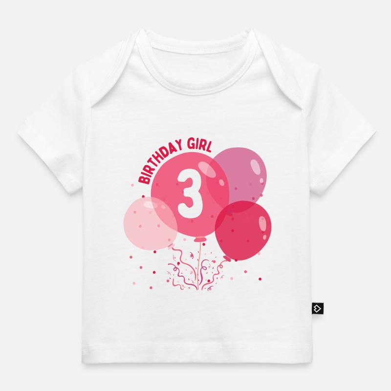 Fille d’anniversaire 3ème anniversaire - T-shirt Premium bébé bio - blanc