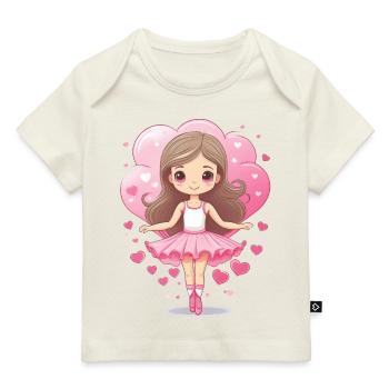 Dancer with long hair and pink dress - Baby Premium Organic T-shirt - dark navy - Front