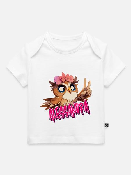 ALESSANDRA - Beautiful girl name with cute OWL - Baby Premium Organic T-shirt - white