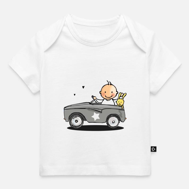 bébé dans la voiture rétro - T-shirt Premium bébé bio - blanc