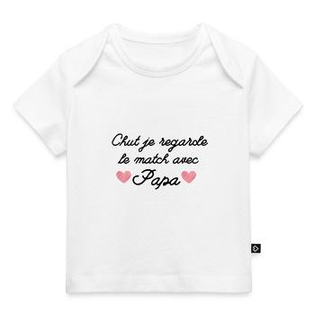 Body bébé je regarde le match avec papa - T-shirt Premium bébé bio - blanc - Devant