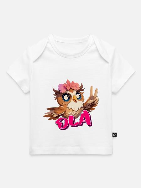 OLA - Smukt pigenavn med sød ugle - Premium baby t-shirt økologisk - hvid