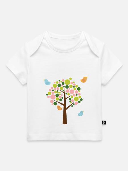 oiseaux et arbre - T-shirt Premium bébé bio - blanc
