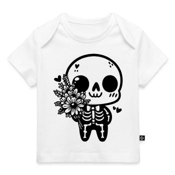 Squelette et Fleurs - Élégance Macabre - T-shirt Premium bébé bio - blanc - Devant