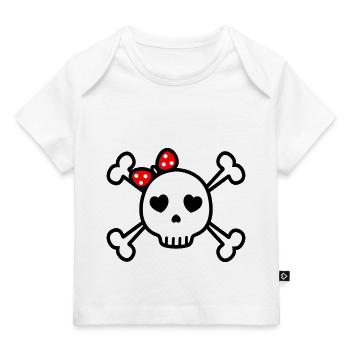 niedlicher Totenkopf süßer Rockabilly Skull - Baby Premium Organic T-Shirt - Weiß - Vorne