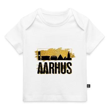 Aarhus Danemark Ville Skyline Patrie Amour Or - T-shirt Premium bébé bio - blanc - Devant