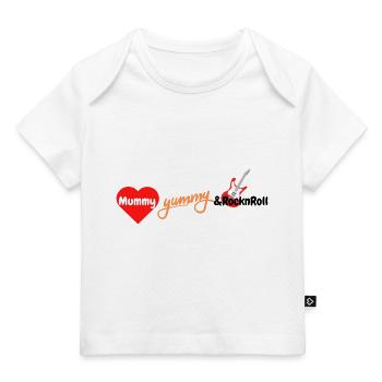 Mummy, Yummy & RocknRoll - Baby Premium Organic T-Shirt - Weiß - Vorne