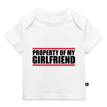 balken property of my girlfriend spruch design eig - Baby Premium Organic T-Shirt - Weiß - Vorne