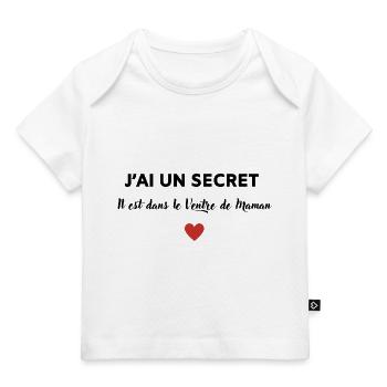 J'ai un secret, il est dans le ventre de maman - T-shirt Premium bébé bio - blanc - Devant