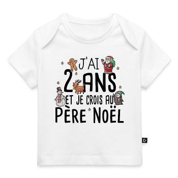 2 ans Père Noël Anniversaire Fille Garçon Fillette - T-shirt Premium bébé bio - blanc - Devant