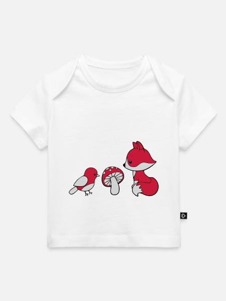 Fuchs Pilz Vogel - Baby Premium Organic T-Shirt - Weiß