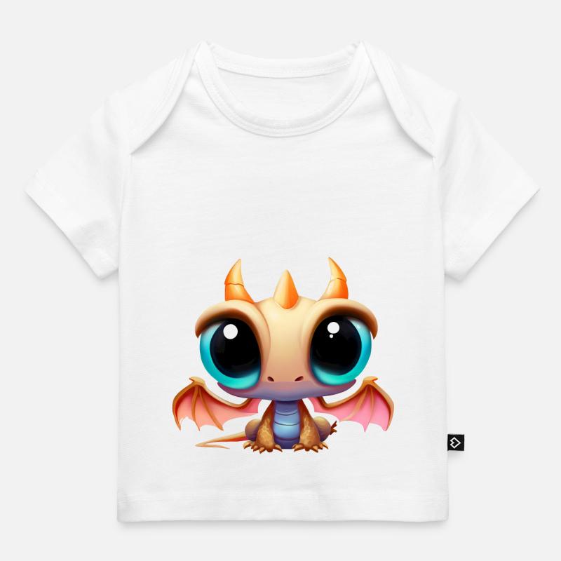 Dragon mignon avec de grands yeux - T-shirt Premium bébé bio - blanc