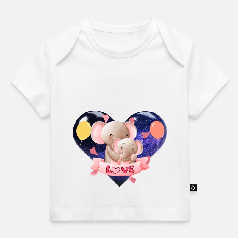 Maman éléphant et son bébé - T-shirt Premium bébé bio - blanc