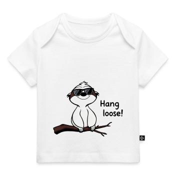 Laughing Sloth with Sunglasses on Branch - Baby Premium Organic T-shirt - white - Front