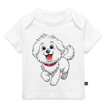 Happy Bichon Frise cabré Art - T-shirt Premium bébé bio - blanc - Devant