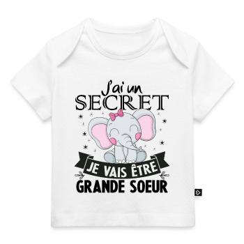 J'ai un secret je vais être grande soeur - T-shirt Premium bébé bio - blanc - Devant