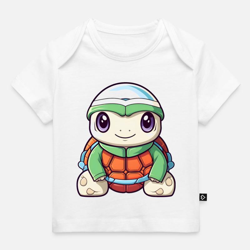 Tortue design vert orange avec chapeau - T-shirt Premium bébé bio - blanc