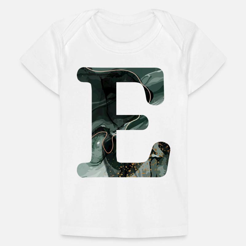Green Marbled Letter E Baby Premium Organic T-shirt