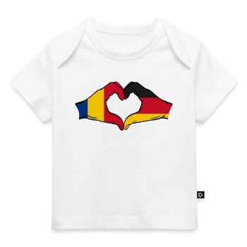 Rumänien Deutschland Herzform mit Hände - Baby Premium Organic T-Shirt - Weiß - Vorne