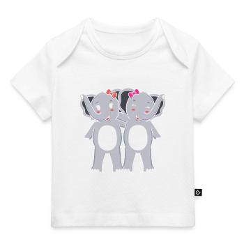 Éléphants éléphants - T-shirt Premium bébé bio - blanc - Devant