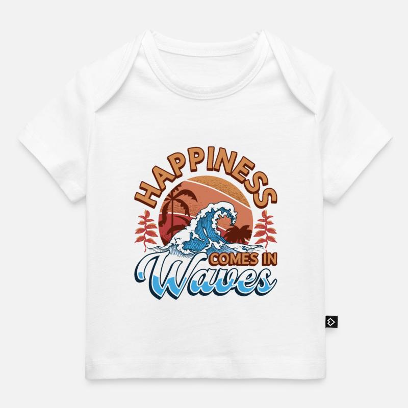 Le bonheur vient dans les vagues Surf Océan Vacances d’été - T-shirt Premium bébé bio - blanc