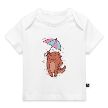 Dino with parasol Dinosaur Reptile - Baby Premium Organic T-shirt - white - Front