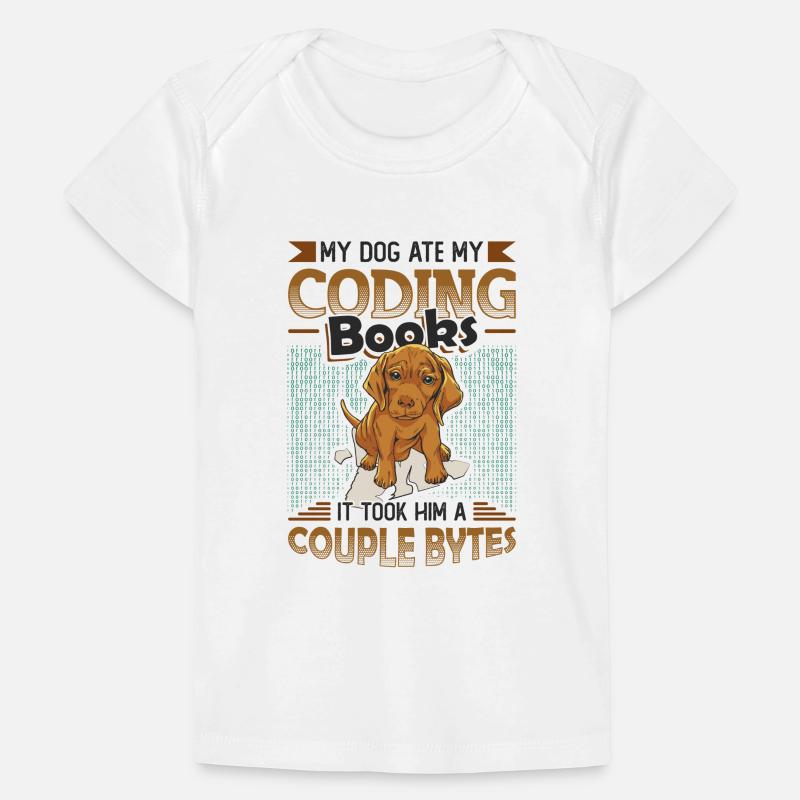Dog Bytes Code Computer Joke Programmation T-shirt Premium bébé bio