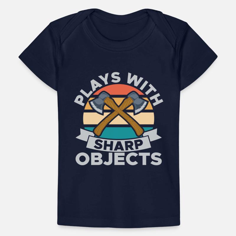 Plays With Sharp Objects Funny For Axe Thrower Baby Premium Organic T-shirt
