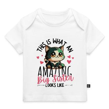 Annoncerer graviditet med sød kawaii-kat - Premium baby t-shirt økologisk - hvid - Foran