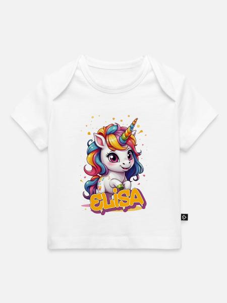 ELISA - Beautiful girl name with cute unicorn - Baby Premium Organic T-shirt - white